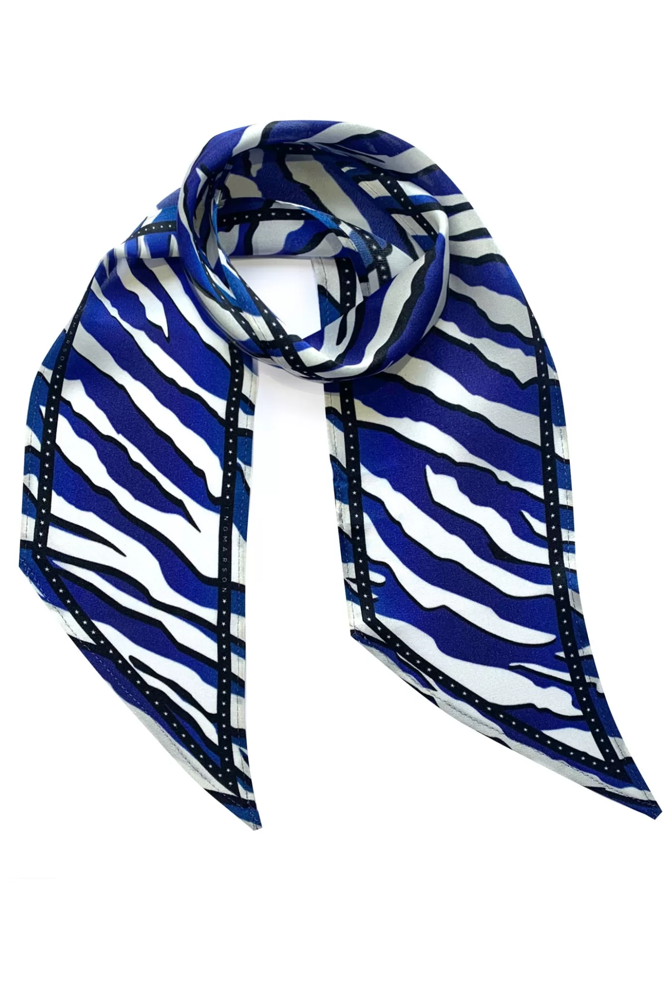 Ingmarson Scarves & Shawls>Tiger Cobalt Blue Silk Neck Scarf