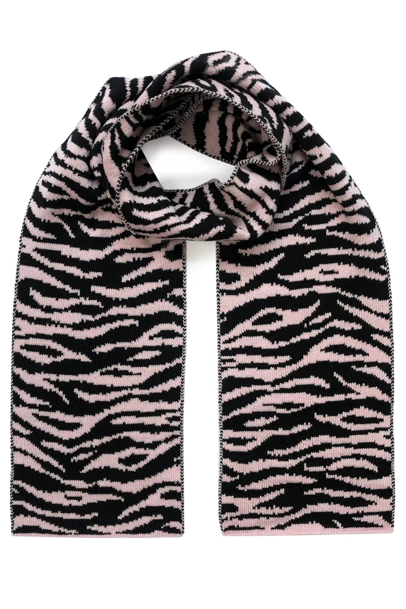 Ingmarson Scarves & Shawls>Tiger Stripe Wool & Cashmere Baby Pink Scarf