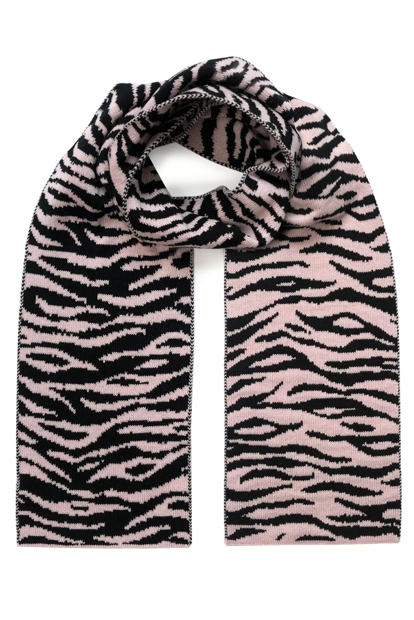 Ingmarson Scarves & Shawls>Tiger Stripe Wool & Cashmere Baby Pink Scarf