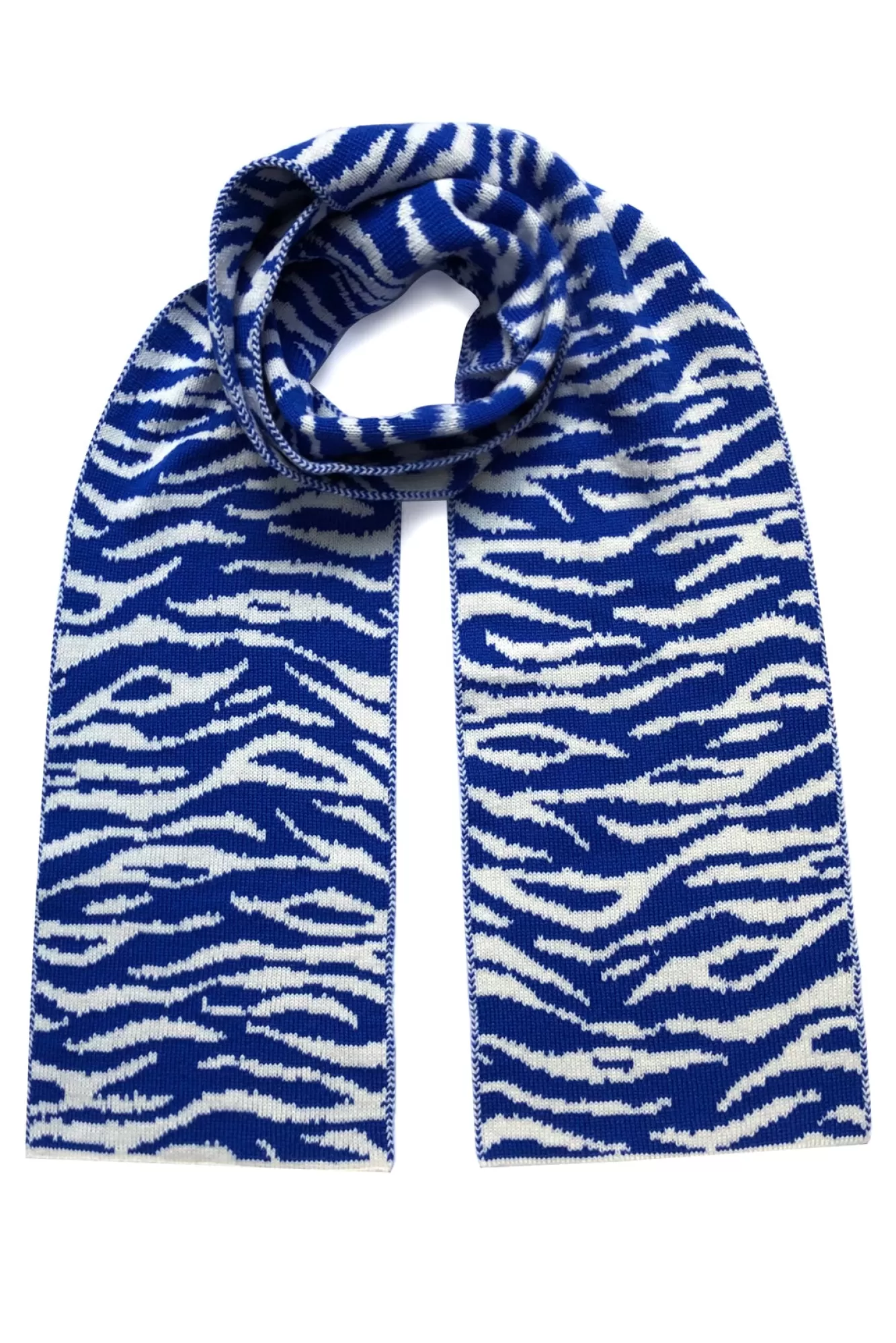 Ingmarson Scarves & Shawls>Tiger Stripe Wool & Cashmere Blue Scarf