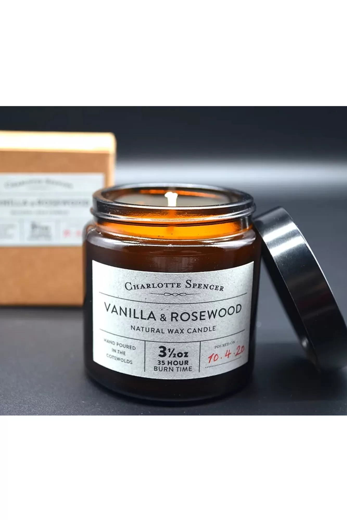 Charlotte Spencer Candles>Vanilla & Rosewood Natural Wax Candle